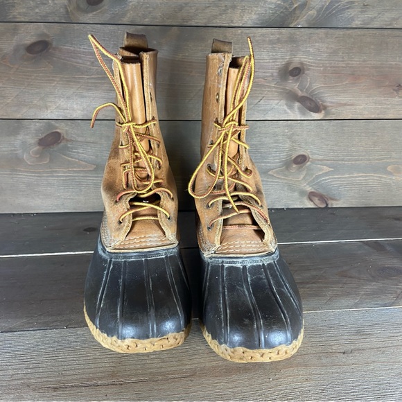 Ll bean Womens size 8 duck boots brown leather waterproof hunting shoes - Picture 4 of 8